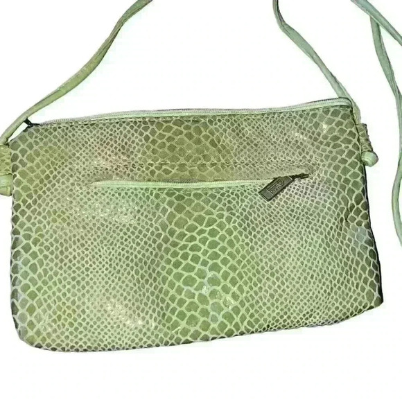 Vtg Bags‎ By Pinky Leather Snakeskin Pattern Crossbody/Shoulder Bag - Picture 1 of 11